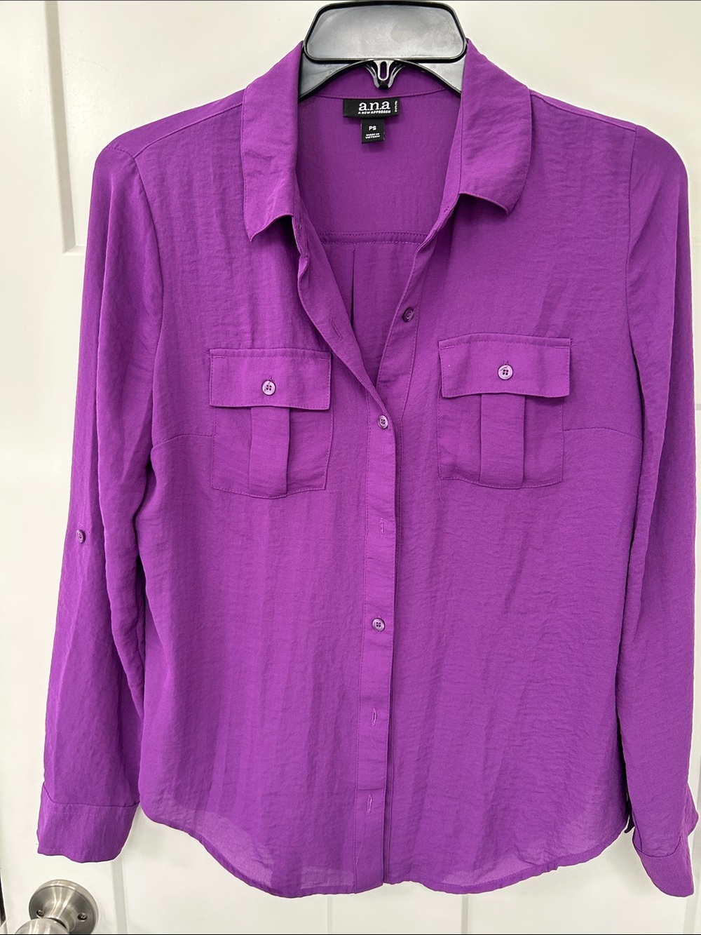 a.n.a Vibrant Purple Button-Front Utility Shirt